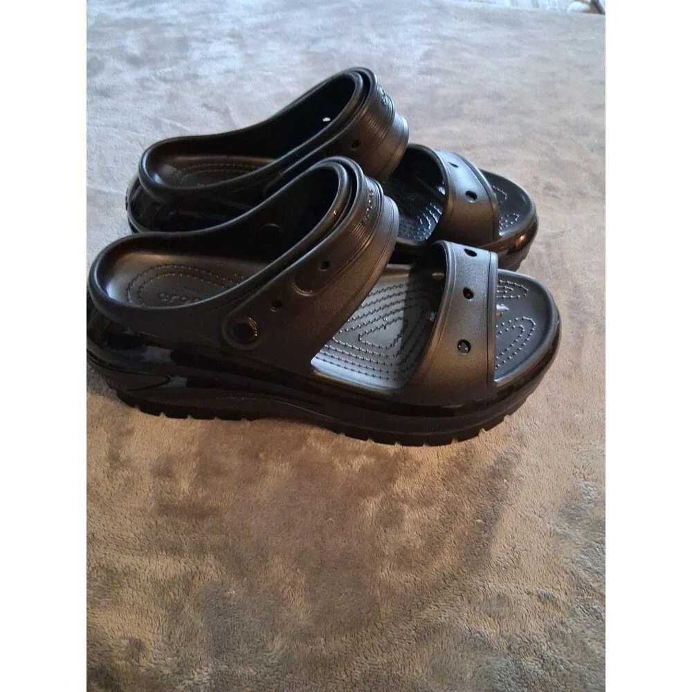 Crocs Classic Mega Crush Sandal Unisex Thick Soled Sandals Black Sz M 8 Women 10 - Picture 4 of 12